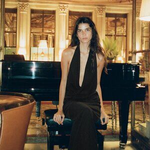 Zara Flowy Draped Midi Dress